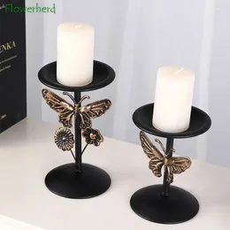 Candle Holders Retro Metal Candlestick Holder Old Black Candlelight Dinner Romantic Ornaments Home Decoration Creative