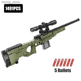 Action Toy Figures Technical WW2 Military Series Army Weapon AWM Sniper Rifle Bullet Gun Building Blocks Toy Model Kids Outdoor Game for Boys Gifts Y240415