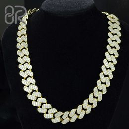 20Mm 18" VVS Moissanite Diamond Necklace Thick Oval Line Emerald Gold Plated Sterling Sier Cuban Chain Fine Jewellery