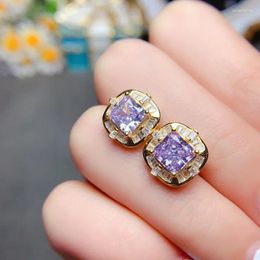 Stud Earrings Real Purple Moissanite Diamond D Colour 1ct 925 Sterling Silver Wedding Fine Jewellery For Women