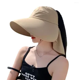 Wide Brim Hats Women's Summer Hat For The Sun UV Neck Protection Solar Beach Bucket Foldable Travel