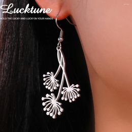 Dangle Earrings Lucktune Flower Blooming Dandelion Pendant Drop For Women Stainless Steel In Boho Jewelry Wedding Gift