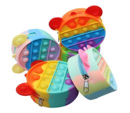Fidget Toys Sensory Fashion Cartoon Coin Purse Kid Push Bubble Rainbow Anti Stress Educational Children and Adults Decompression T2828256