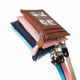 leather Credit Card Holder with Neck Lanyard Women Men Multi-card Coin Mey Key Card Wallet Student Bus ID Card Bags Purse Bag u59Q#