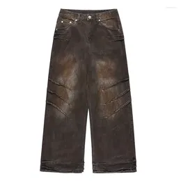 Men's Jeans Vintage Hip Hop Baggy Pants Men Harakuju Streetwear Patchwork Denim Trousers Washed