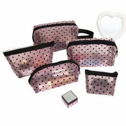 nyl Mesh Cosmetic Bag Heart Shaped Portable Cosmetic Storage Bag Toiletry Bag Lipstick Key Earphe Organizer Coin Purse Pouch K8xe#