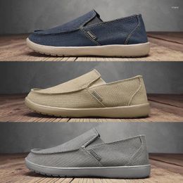 Walking Shoes Summer For Men Canvas Breathable Woven Fabric Sneakers Slip On Casual Soft Flats Loafers Driving