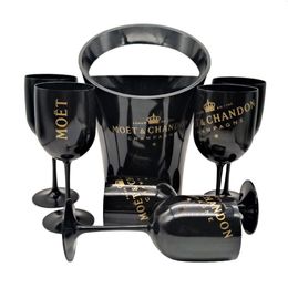 Ice Buckets And Coolers Mystery Black Bucket 6 Moet Glass For Family Party Drop Delivery Home Garden Kitchen Dining Bar Barware Otjqf