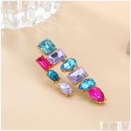 Dangle Chandelier Cross -Border European And American Earrings Color Diamond Ear Decoration Female Posamian Wind Fl Drill Drop Deliver Dhyhi