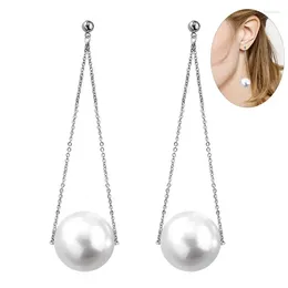 Dangle Earrings Fashion White Pearl Pendant Long Charm Earring Jewellery For Women Ladies Modern Clothing Accessories