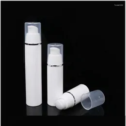 Storage Bottles 15ml White Airless Bottle Silver Line Serum/lotion/emulsion/foundation Toner Toilet Whitening Essencskin Care Cosmetic