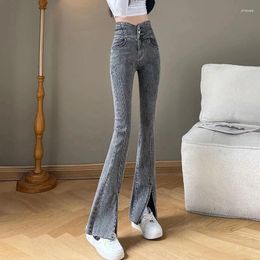 Women's Jeans Spring And Autumn Micro Flare Split High Waist Slim Fit Versatile