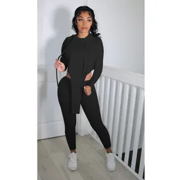 Women's Two Piece Pants 2024 Women Solid Colour Long Sleeved Trousers Hooded Irregular Fashion Leisure Sports Elastic Slim Fit Set