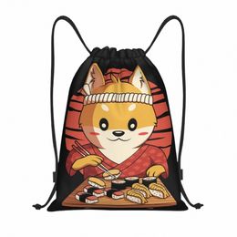 shiba Inu Dog Drawstring Backpack Bags Lightweight Funny Eating Japanese Sushi Anime Gym Sports Sackpack Sacks for Training p8pu#