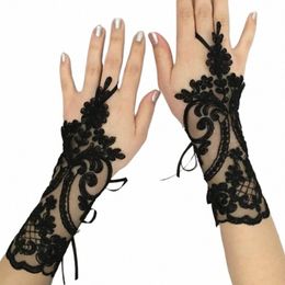 new Bridal Lace Gloves Women Fingerl Fr Mesh Yarn Evening Gloves Elegant Guantes Wedding Party Glove Girl Short Paragraph X4Am#