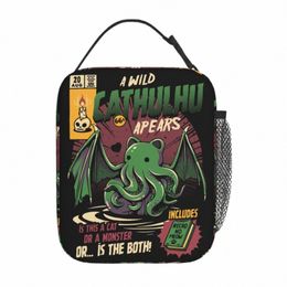 a Wild Cthulhu Thermal Insulated Lunch Bag School Cat Mster Skull Carto Cute Funny e Bento Box Cooler Thermal Food Box 45mH#