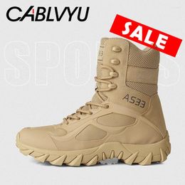 Fitness Shoes CABLVYU Men Military Boots Army Tactical Outdoor Waterproof Cow Suede Work Ankle Hiking Safety