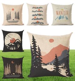 shabby chic home decor winter mountain cushion cover camp throw pillow case for sofa chair outdoor scenic pillowcase 45cm cojine9276947