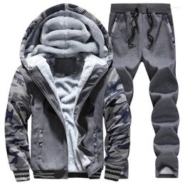 Men's Tracksuits Men Sets Winter Hoodies Casual Hooded Warm Sweatshirts Pants Thicker Fleece Jacket Moleton Masculino M-4XL