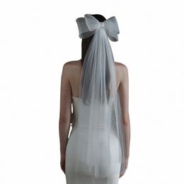 wedding Bridal Veil Double Layers Short Length Sheer Veils with Cute Bowknot Hair Accories for Bride Cut Edge Drop Ship Q2JE#