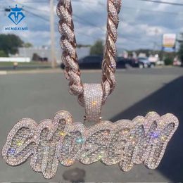 Custom Hip Hop Jewellery 18Mm Rose Gold Plated Pendant Iced Out VVS Moissanite Diamond Cuban Link Chain