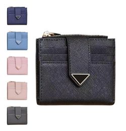 Designer coin purses short wallets cards holder Triangle Saffiano 7A quality Womens mens Gift luxury with box key pouch cardholder3665369