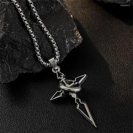 Chains Vintage Cross Pendant Necklace For Men's Versatile Chain Trendy Sweat Shirt Hanging Punk Jewelry Gift