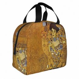 adele Bloch-Bauer Insulated Lunch Bags Large Gustav Klimt Reusable Thermal Bag Lunch Box Tote Beach Outdoor Bento Pouch K7Xf#