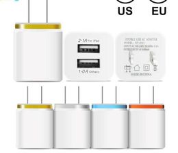 Metal Dual USB wall Charger Phone Charger US EU Plug 21A AC Power Adapter Wall Charger Plug 2 port for Ip 11 pro max Samsung Xiao4429131