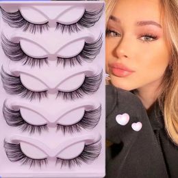 5Pairs Cat Eye 3D Mink Eyelashes Fluffy Dramatic Eyelashes Makeup Lashes Natural long False Eyelashes Thick Fake Lashes