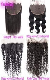 Brazilian Virgin 13X6 Lace Frontal Straight Closures Body Wave Deep Wave Kinky Curly Peruvian Indian Malaysian Human Hair 13 By 69235481