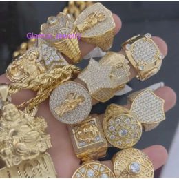Rings Custom Wholesale Pass Diamond Tester Hip Hop Vvs Moissanite Ring Iced Out Real Gold 2540g 10k 14k Men Fine Jewellery Fashion Ring