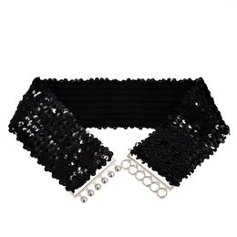 Belts Black Lady Fashion Sequins Elastic Stretch Shinning Waist Band Casual Belt