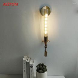 Wall Lamp Retro Vintage Glass Tube Lamps Nordic Sconce Gold Living Room Bedroom Porch Aisle Dining Decor Lighting Fixtures