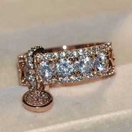 Rings Hot Sale Infinity Brand New 2019 Jewelry Sterling Sier White Clear Topaz CZ Diamond Key Women Wedding Vintage Band Ring