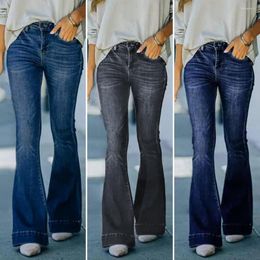 Women's Jeans Women High Waist Full Length Denim Trousers Vintage Flared Pants Elasticity Lady Slim Fit Long