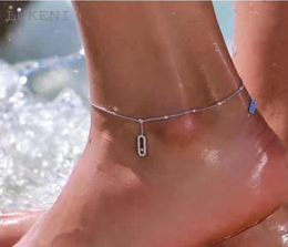 Lukeni New Design Women S925 Sterling Silver Micro Inlay Zircon Geometrical Barefoot Sandals Anklet Foot Chain Jewelry Gift T190626845878