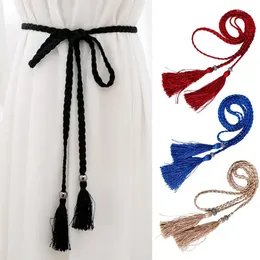 Belts Ladies Fashion Chinese Braided Style Woven Tassel Belt Women's Bohemian Waistband Waist Rope Dress Accessories