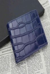 Classic bifold wallet blue color crocodile embossed leather wallet for men2535693