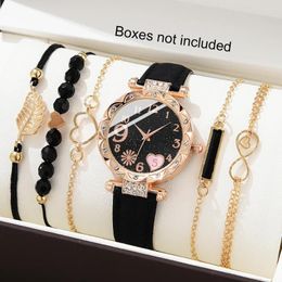 Wristwatches 5PCS Set Watch For Women Luxury Leather Analogue Ladies Quartz Wrist Fashion Bracelet Female Relogio Feminino