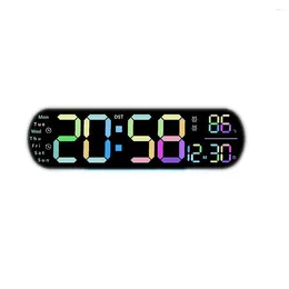 Wall Clocks Digital Clock LED Alarm With Large Display Remote Control Brightness Adjustable Table For Bedroom Kitchen