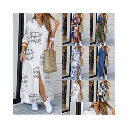 Basic Casual Dresses Designer Summer Y Plus Size Fashionable Shirt Button Dress Ladies Vestidos Largos Elegantes Street Loose Home Lon Dhpyl