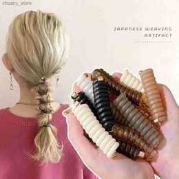 Hair Rubber Bands Korean Women Fashion Telephone Line Hair Loop Gold Colour Ponytail Head Rope Cute Elastic Bands Flower Girls Headdress Y240417