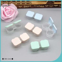 Sunglasses Cases Lymouko 2pcs/Lot Portable Independent Clamshell Press Sealing Mini Contact Lens Case for Kit Holder Lenses Container Box Y240416