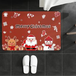 Carpets Merry Christmas Santa Absorbent Floor Mat For Home Entrance Welcome Doormat Bathroom Xmas Holiday Non-slip Pad Rugs Carpet Decor