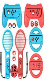 In 1 NintendoSwitch Accessories 2 Steering Wheel Tennis Racket Handle Grip 6 Cover For Nitendo Switch Joy Con Controller Game Cont7530163