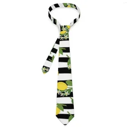 Bow Ties Black White Stripes Tie Striped Yellow Lemons Print Wedding Neck Funny For Men Collar Necktie Birthday Present