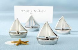 12pcslotNautical Wedding Favours Sailboat Place Card Holders with organza bag packing Wedding Favors1323789