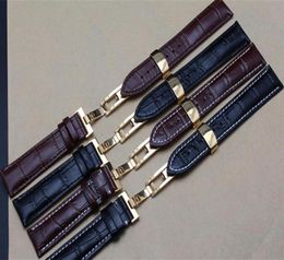 New Gold Butterfly Deployment Clasps Watch Band 18mm 19mm 20mm 21mm 22mm Genuine Leather Watch men Straps Bracelets Promotion34288936338