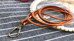 Genuine Leather Lanyard Neck Strap For Mobile Phone Bag Keys ID Credit Work Card Holder Neck Lanyard Keychain Neckline Straps AA229385069